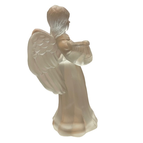 Frosted Angel with Harp Nightlight Pressed Glass Vtg Main Aisle - Picture 5 of 7